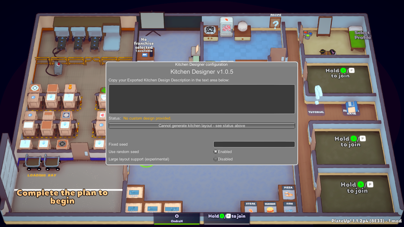 Kitchen Designer configuration window